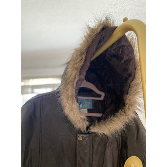 Stag Hill Haband Leather Coat Hooded Faux Fur Trim Brown 2XL Winter Boho Scandi - Picture 11 of 11